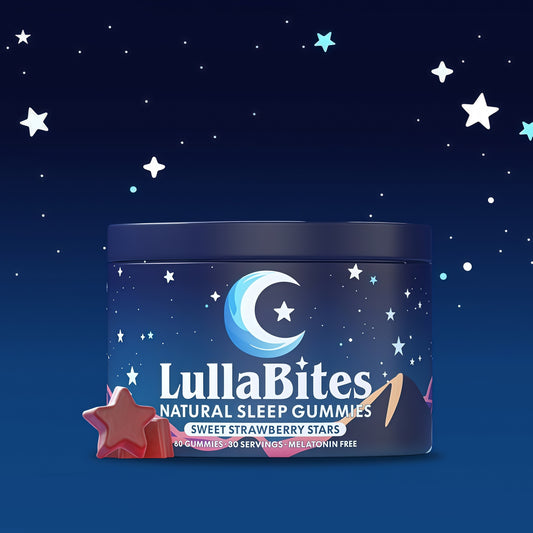 LullaBites - Natural Sleep Gummies - Made in USA - With 5-HTP, L-Theanine, Magnesium & Valerian Root - Melatonin Free - Vegan - Halal - Sugar, Gluten Free - Sweet Strawberry - 60 Gummies - 30 Servings