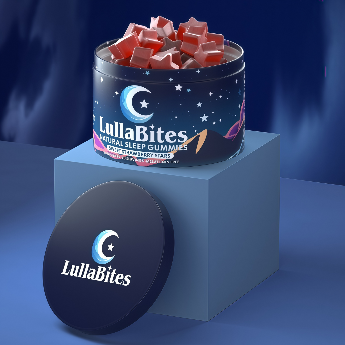 LullaBites - Natural Sleep Gummies - Made in USA - With 5-HTP, L-Theanine, Magnesium & Valerian Root - Melatonin Free - Vegan - Halal - Sugar, Gluten Free - Sweet Strawberry - 60 Gummies - 30 Servings
